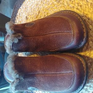 Born Leather, Suede and Sherpa clog